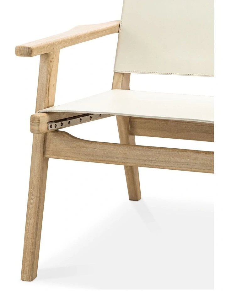 Enzo Leather Sling Armchair In Ivory Cream image 6