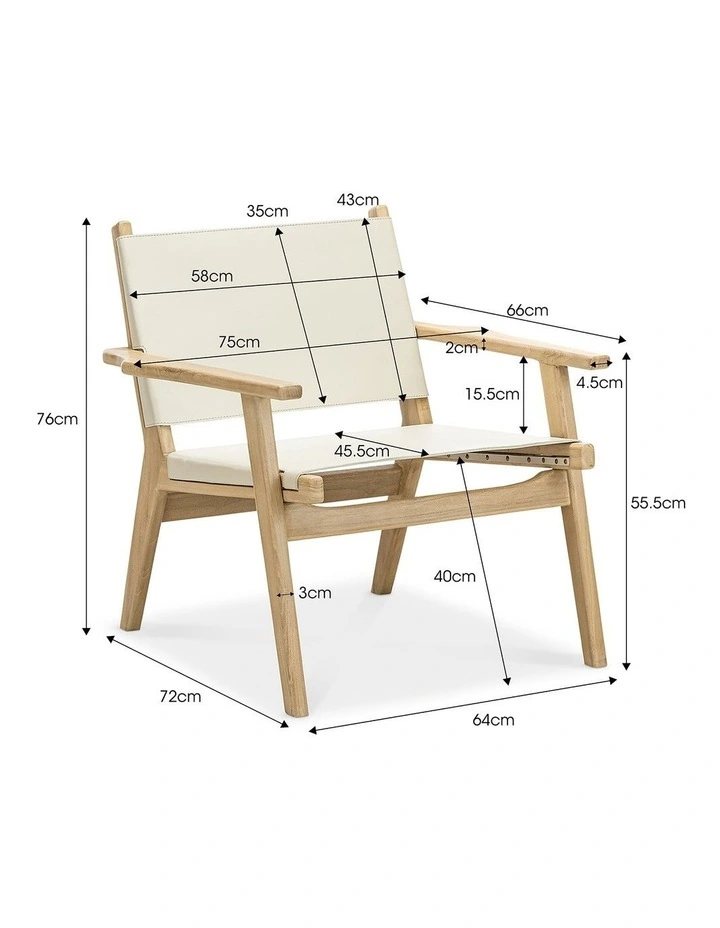 Enzo Leather Sling Armchair In Ivory Cream image 7