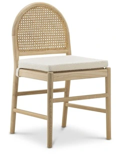 Estelle Arch Rattan Dining Chair Set Of 2 In Cream Boucle & Natural