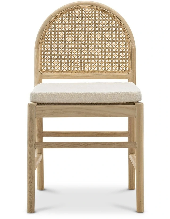 Estelle Arch Rattan Dining Chair Set Of 2 In Cream Boucle & Natural image 4