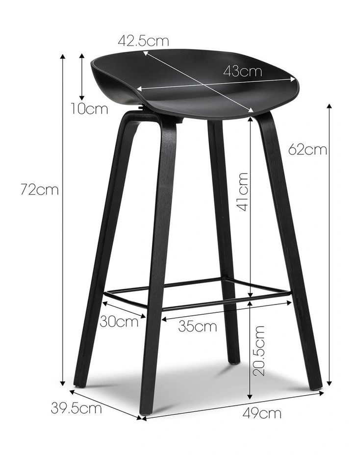 Replica Hay Bar Stools Set Of 2 In All Black image 7