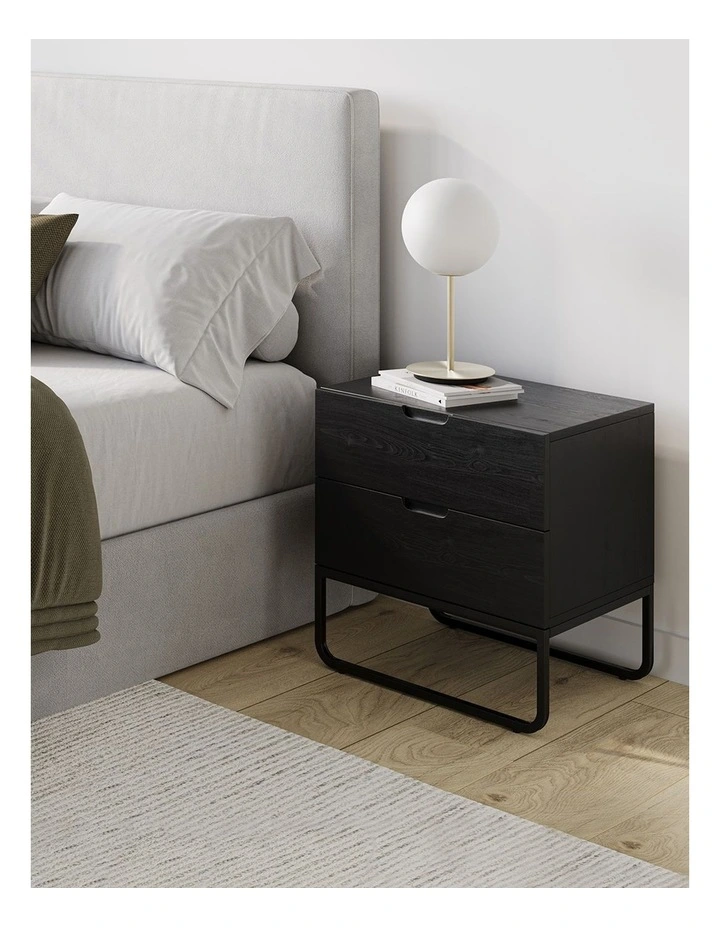 Dante 2 Drawer Bedside Table In Black Oak image 2