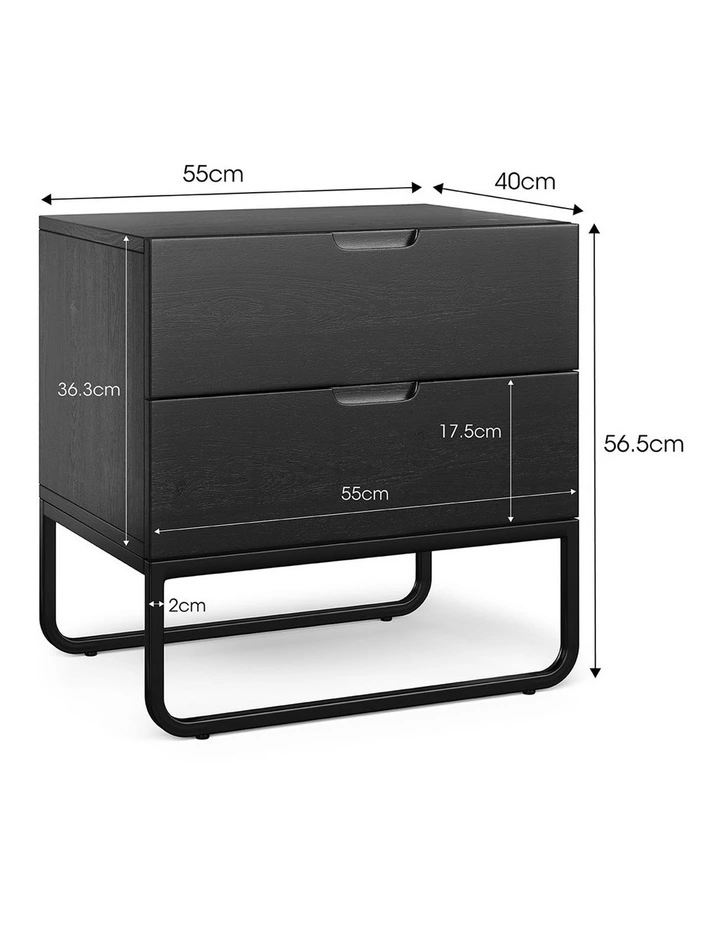 Dante 2 Drawer Bedside Table In Black Oak image 6