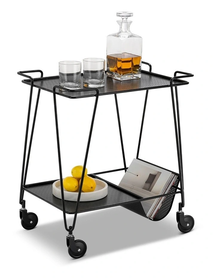 Kian Steel Bar Cart In Matte Black image 1