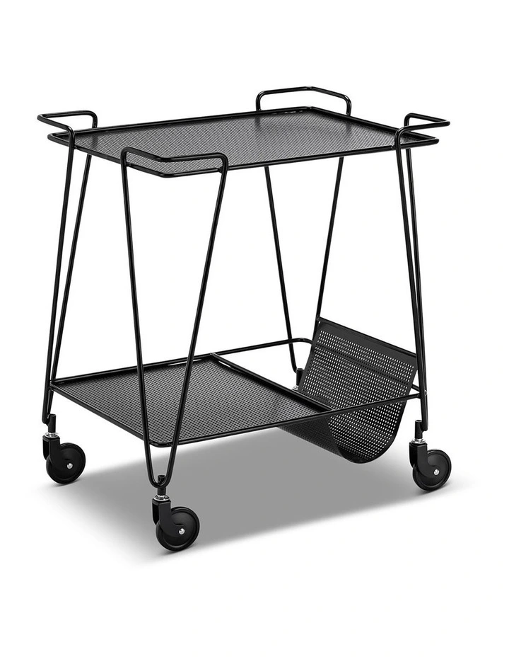 Kian Steel Bar Cart In Matte Black image 2
