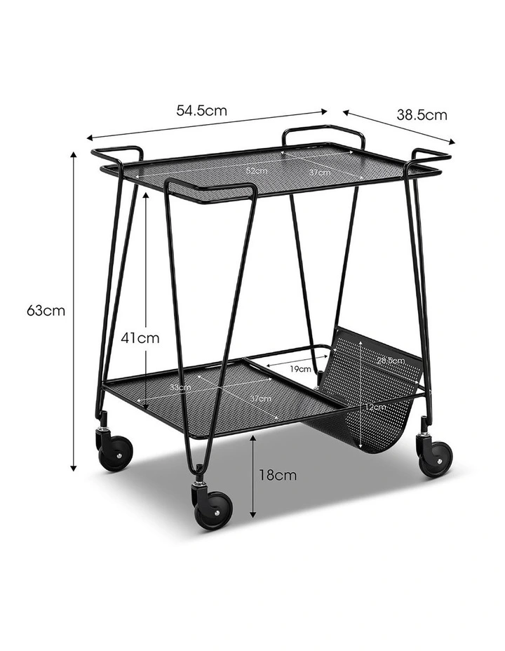 Kian Steel Bar Cart In Matte Black image 7