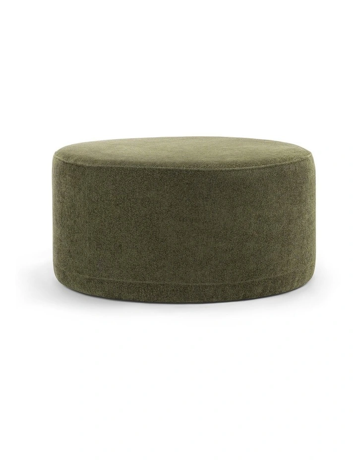 Halle Medium Round Ottoman In Wattle Green image 1