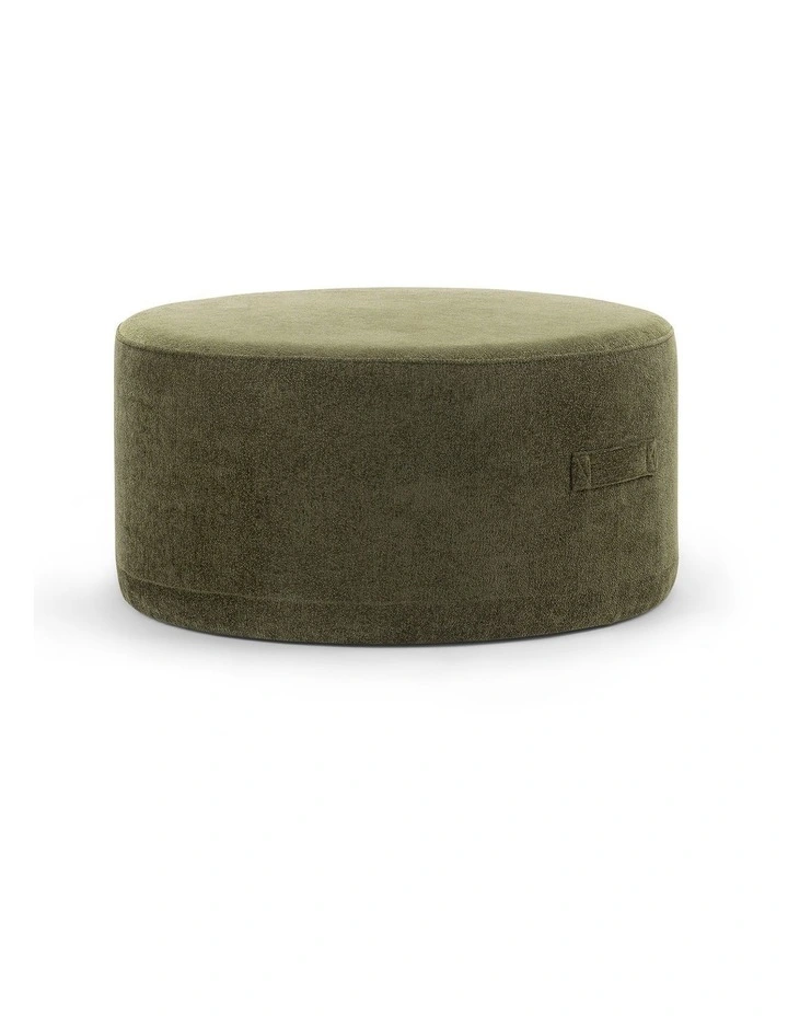 Halle Medium Round Ottoman In Wattle Green image 2