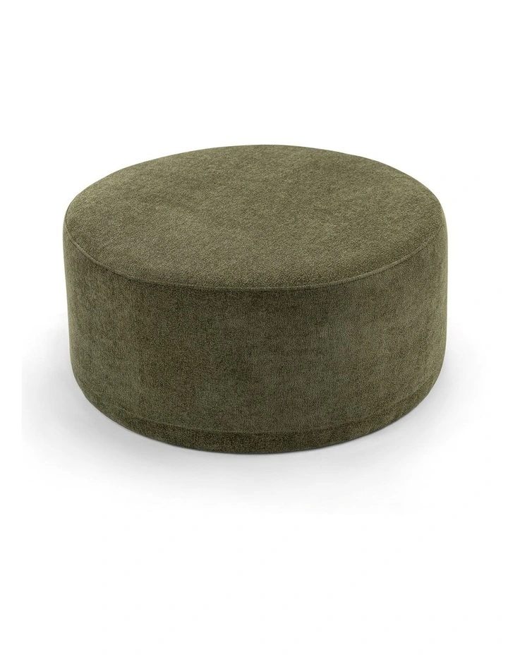 Halle Medium Round Ottoman In Wattle Green image 3
