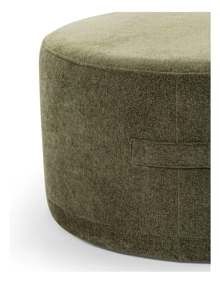 Halle Medium Round Ottoman In Wattle Green image 5