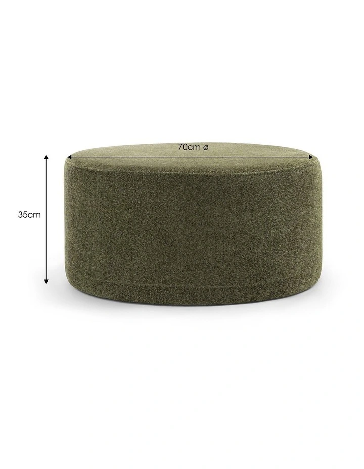 Halle Medium Round Ottoman In Wattle Green image 7