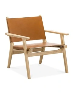 Enzo Leather Sling Armchair In Coco Tan