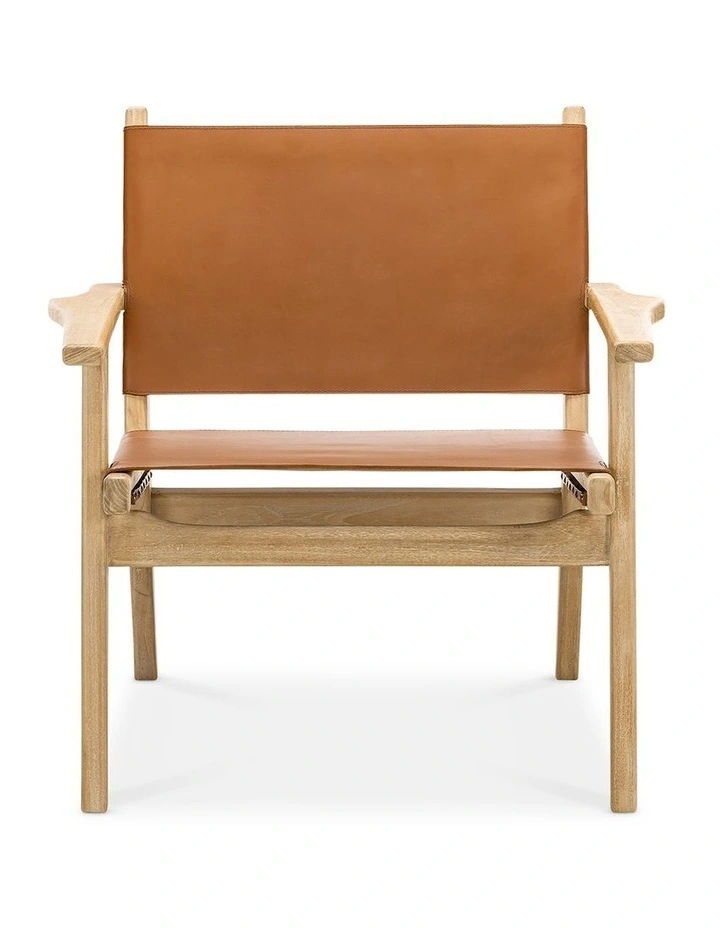 Enzo Leather Sling Armchair In Coco Tan image 2