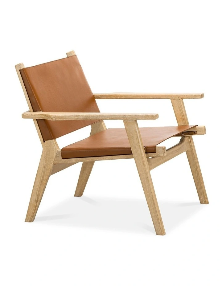 Enzo Leather Sling Armchair In Coco Tan image 3