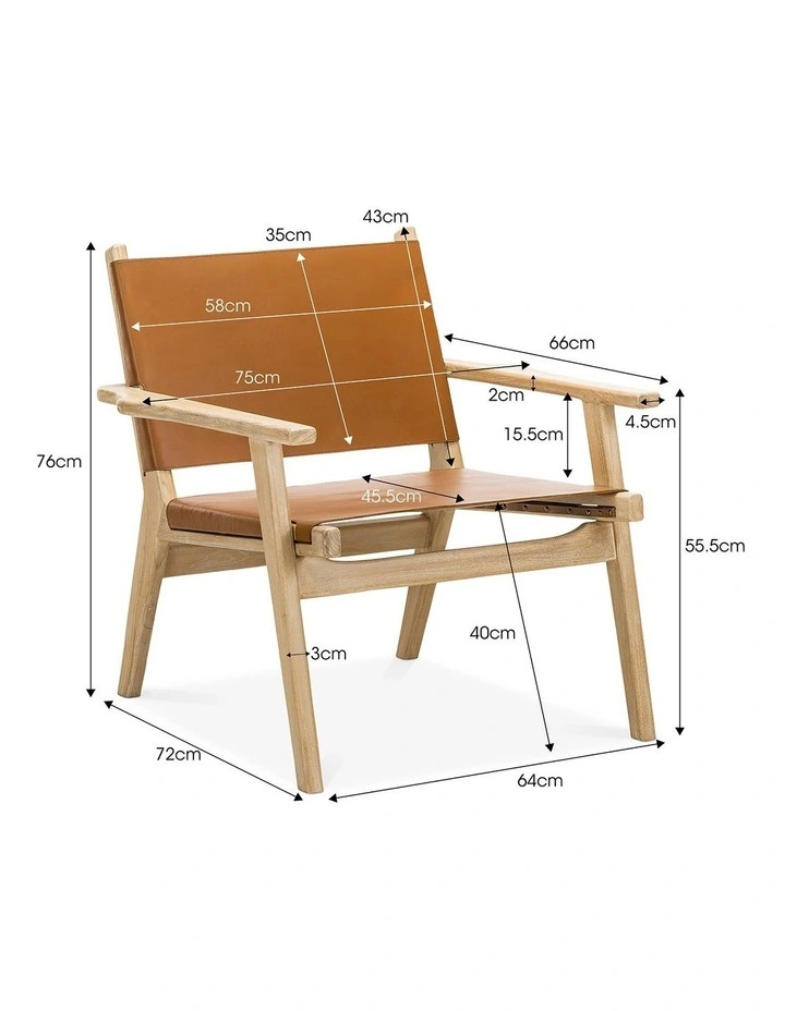 Enzo Leather Sling Armchair In Coco Tan image 7