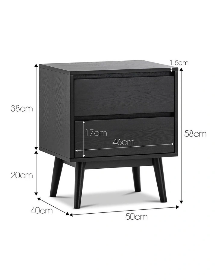 Maison 2 Drawer Bedside Table In Black Oak image 6
