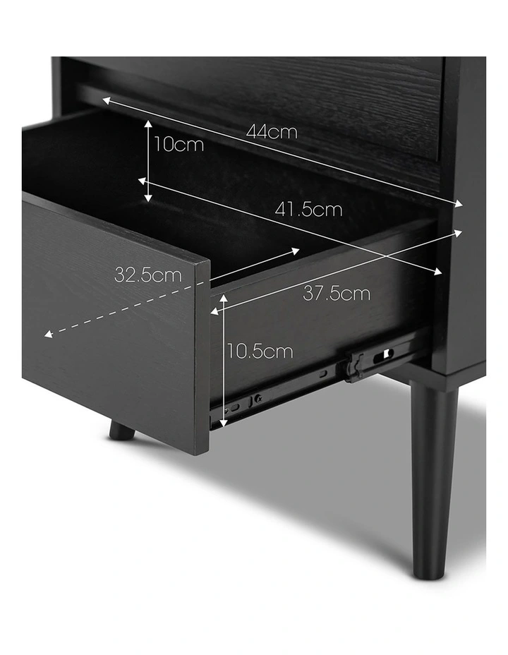 Maison 2 Drawer Bedside Table In Black Oak image 7