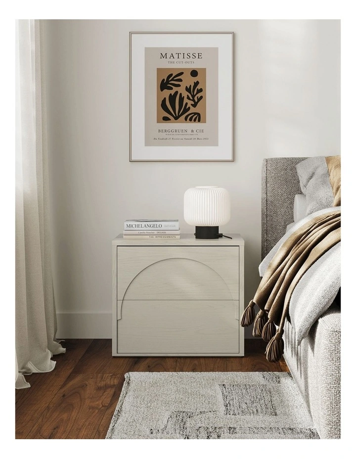 Aurora Arch 2 Drawer Bedside Table In Putty image 2