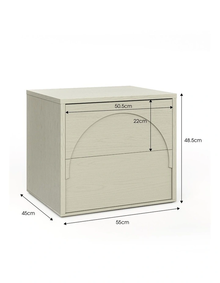 Aurora Arch 2 Drawer Bedside Table In Putty image 6