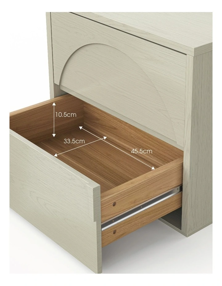 Aurora Arch 2 Drawer Bedside Table In Putty image 7