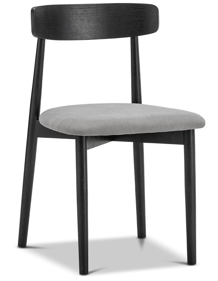 Finn Oak Dining Chair Set Of 2 In Black & Grey image 1