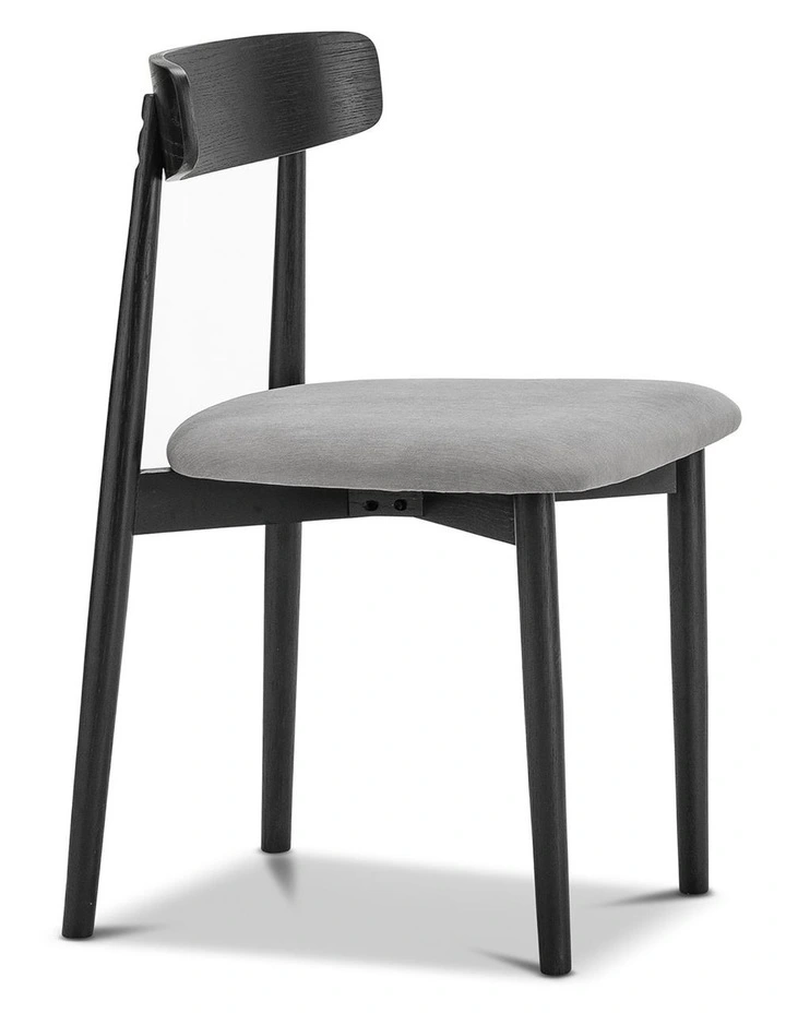 Finn Oak Dining Chair Set Of 2 In Black & Grey image 2