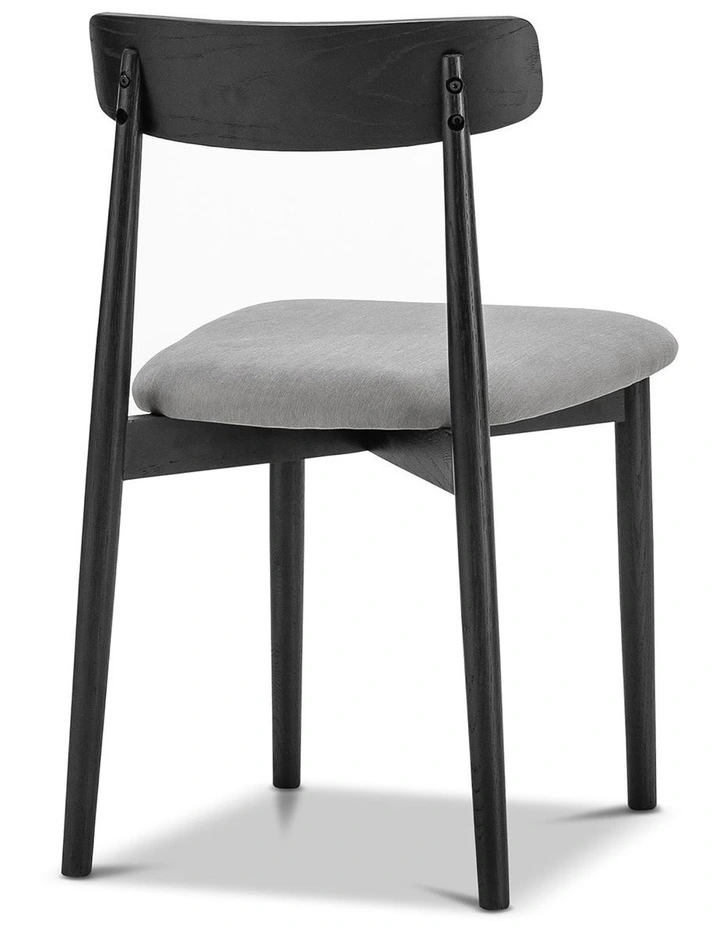 Finn Oak Dining Chair Set Of 2 In Black & Grey image 3