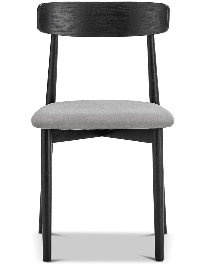 Finn Oak Dining Chair Set Of 2 In Black & Grey image 4