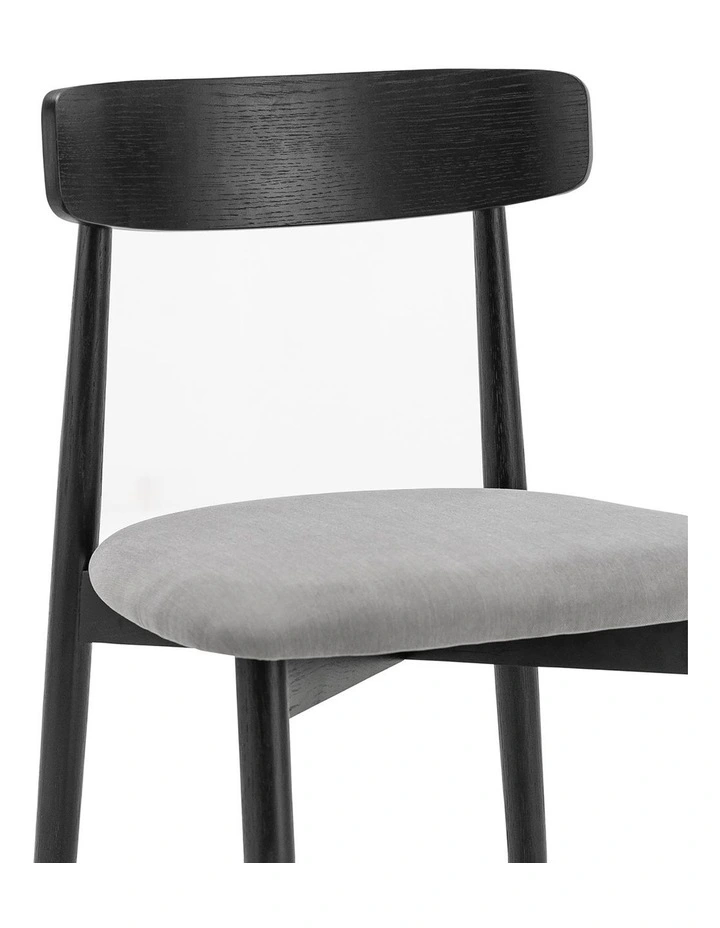 Finn Oak Dining Chair Set Of 2 In Black & Grey image 5