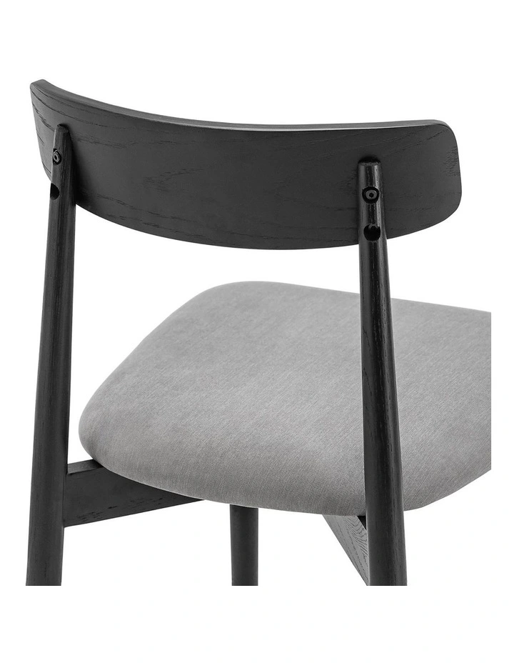 Finn Oak Dining Chair Set Of 2 In Black & Grey image 6