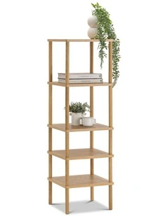 Rakie Tall Shelving Unit In Natural Oak