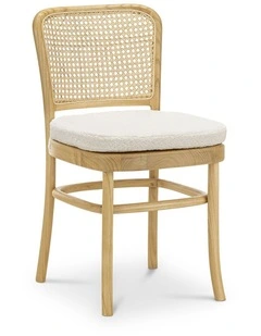 Prague Rattan Dining Chair Set Of 2 In Cream Boucle & Natural