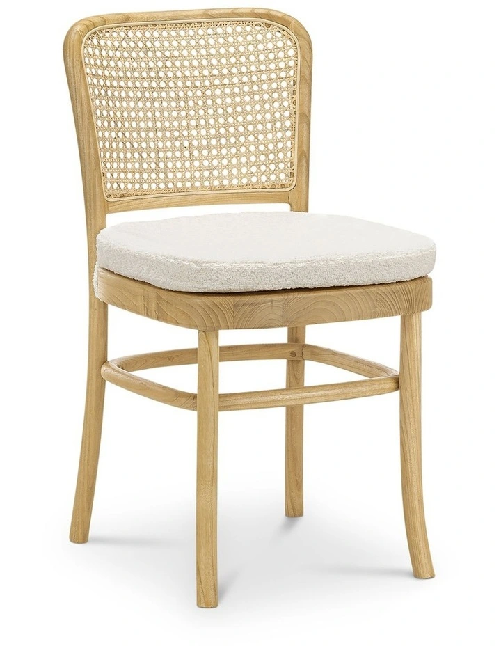 Prague Rattan Dining Chair Set Of 2 In Cream Boucle & Natural image 1