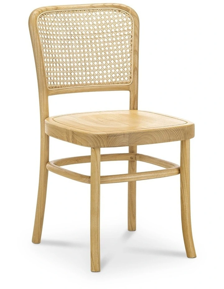 Prague Rattan Dining Chair Set Of 2 In Cream Boucle & Natural image 2