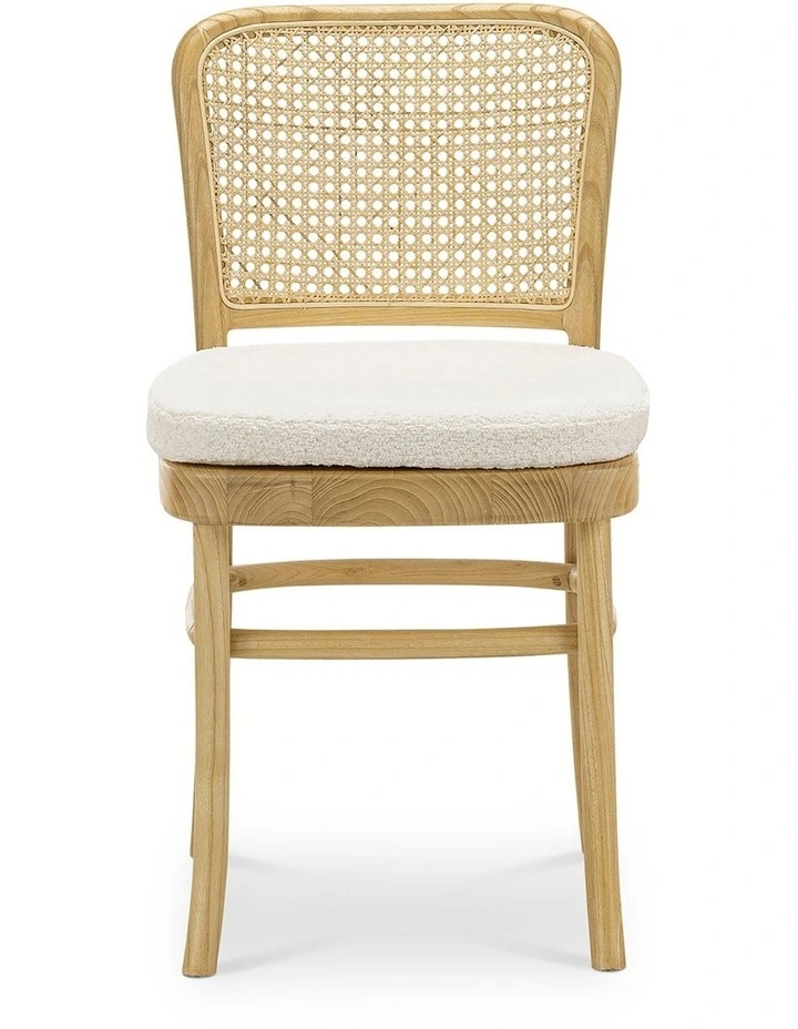Prague Rattan Dining Chair Set Of 2 In Cream Boucle & Natural image 3