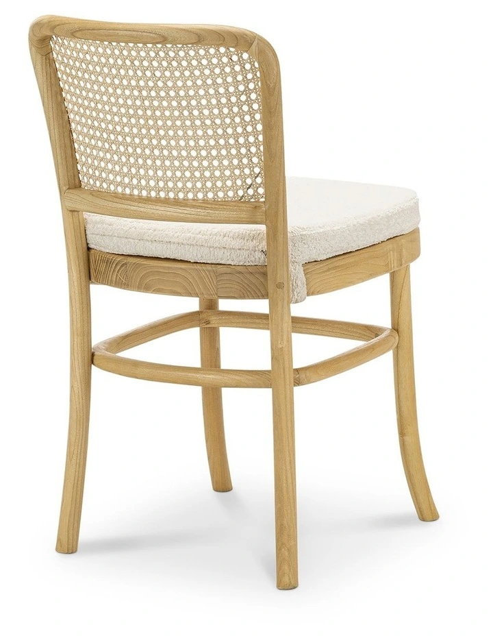 Prague Rattan Dining Chair Set Of 2 In Cream Boucle & Natural image 4