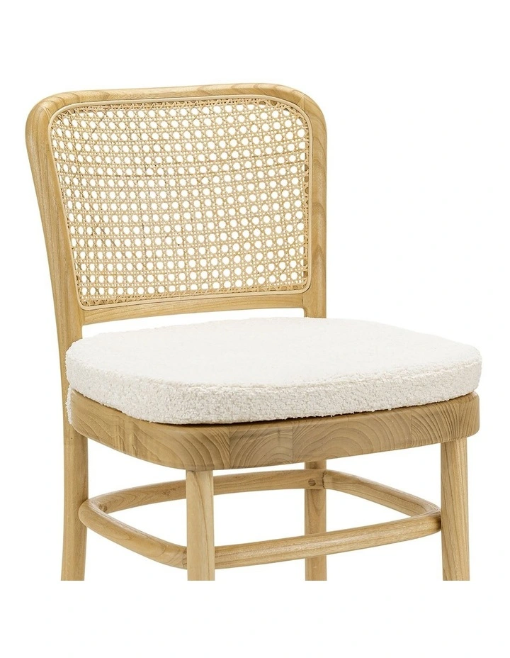 Prague Rattan Dining Chair Set Of 2 In Cream Boucle & Natural image 5