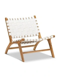 Casey Woven Leather Lounge Chair In White