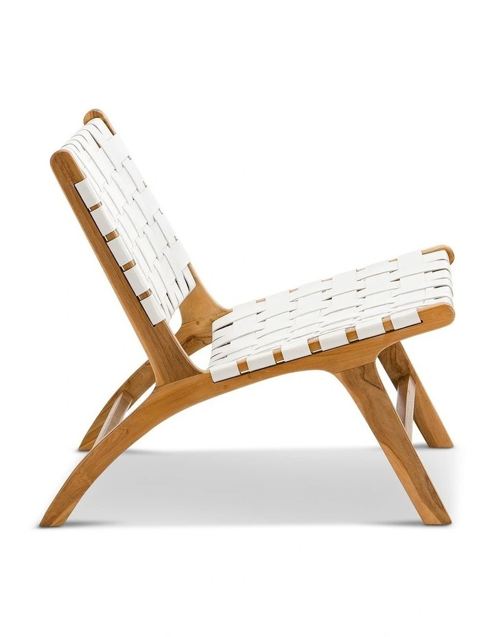 Casey Woven Leather Lounge Chair In White image 3