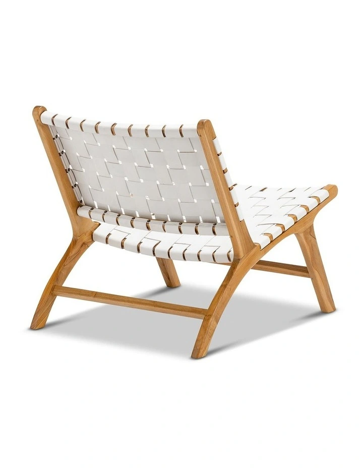 Casey Woven Leather Lounge Chair In White image 4