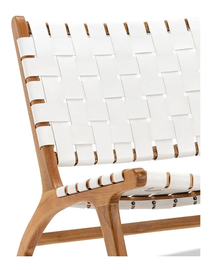 Casey Woven Leather Lounge Chair In White image 5
