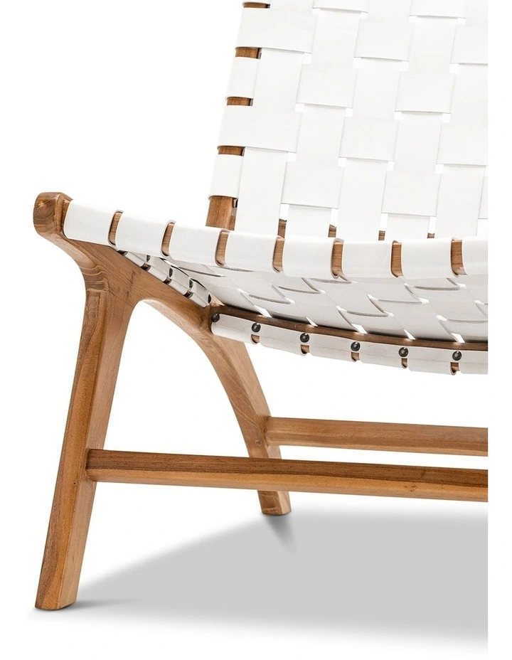 Casey Woven Leather Lounge Chair In White image 6