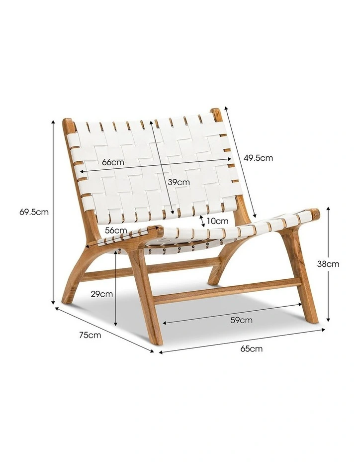 Casey Woven Leather Lounge Chair In White image 7