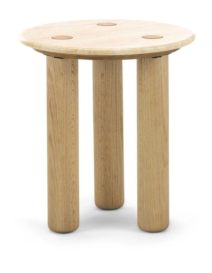 Ayra Round Travertine Side Table 45cm in Multi image 2