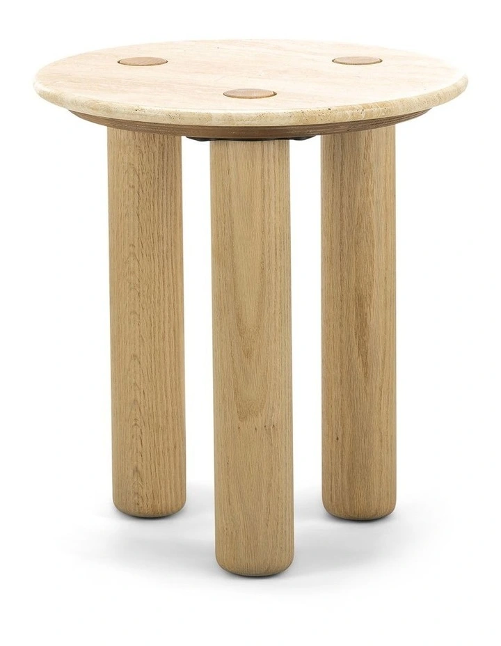 Ayra Round Travertine Side Table 45cm in Multi image 3