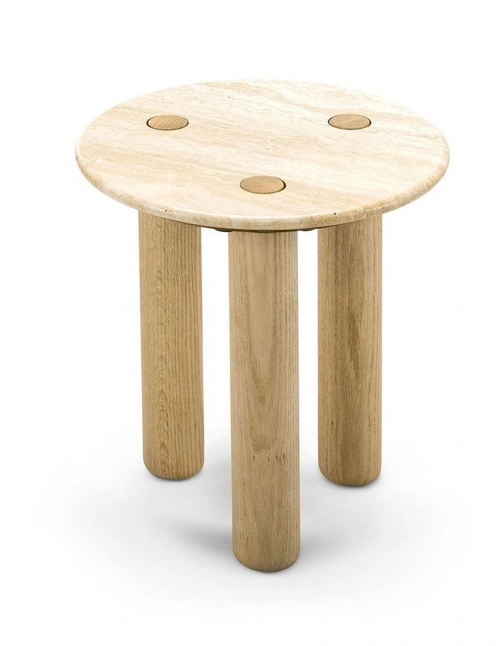 Ayra Round Travertine Side Table 45cm in Multi image 4