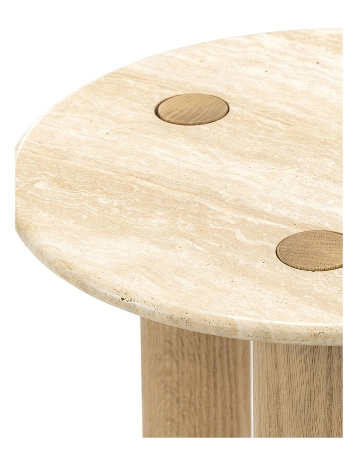 Ayra Round Travertine Side Table 45cm in Multi image 6