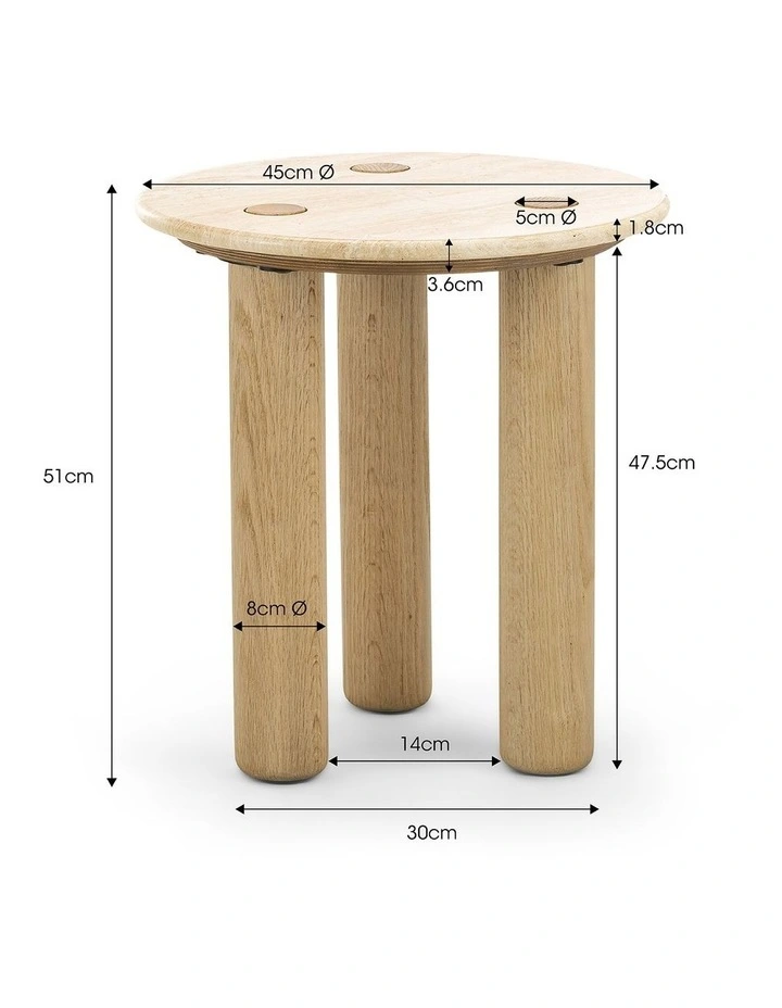 Ayra Round Travertine Side Table 45cm in Multi image 7