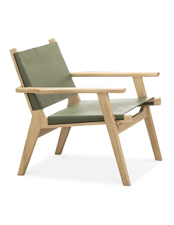 Enzo Leather Sling Armchair In Olive Green image 3