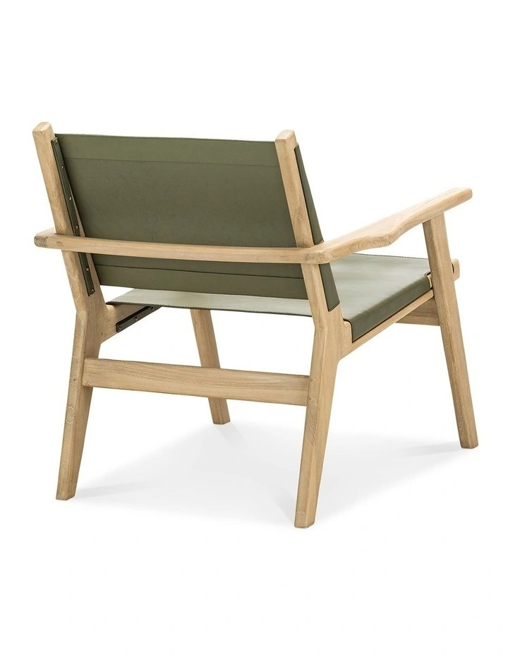 Enzo Leather Sling Armchair In Olive Green image 4